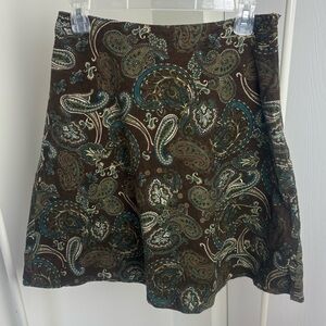 Vintage St. John's Bay Brown Paisley A-Line Skirt